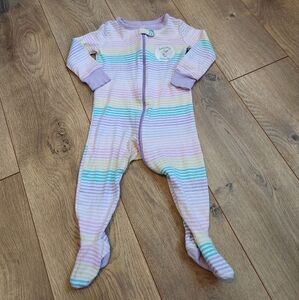 3-6 Months Striped Pastel Kids Footie Pjs